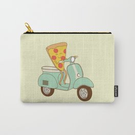 pizza delivery Carry-All Pouch | Digital, Graphicdesign, Scooter, Funny, Pizza, Vector, Food, Vespa, Comic, Children 