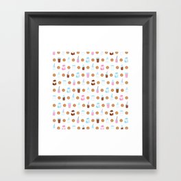 Milk and Cookies Pattern on White Framed Art Print