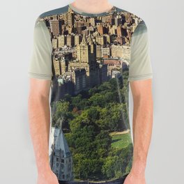 New York City Manhattan aerial view with Central Park and Upper West Side at sunset All Over Graphic Tee