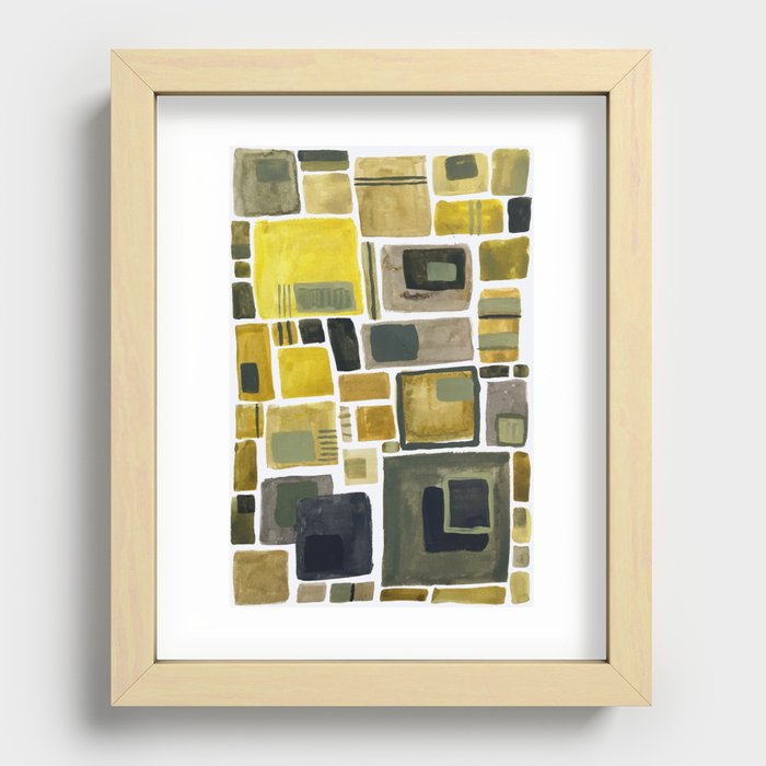 Multi Yellow Square Recessed Framed Print