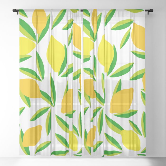 Pop Lemon & green Pattern #summervibes Sheer Curtain