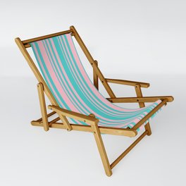 [ Thumbnail: Turquoise and Pink Colored Lines/Stripes Pattern Sling Chair ]