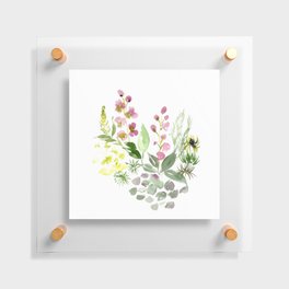 Stock and Hydrangeas Meadow - Loose watercolor Floating Acrylic Print