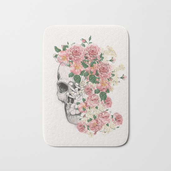 Flowers skull Bath Mat