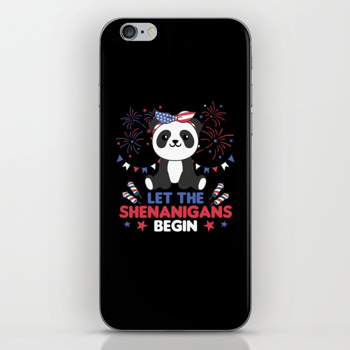 Happy 4th Cute Panda With Fireworks America iPhone Skin
