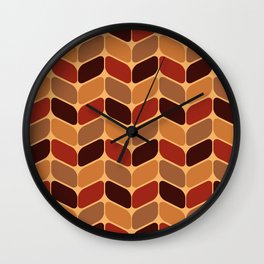 Vintage Diagonal Rectangles Burnt Orange Wall Clock