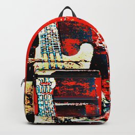 Contemporary Rock and Roll Red Backpack | Pop Art, Graphic Design, Abstract, Music 