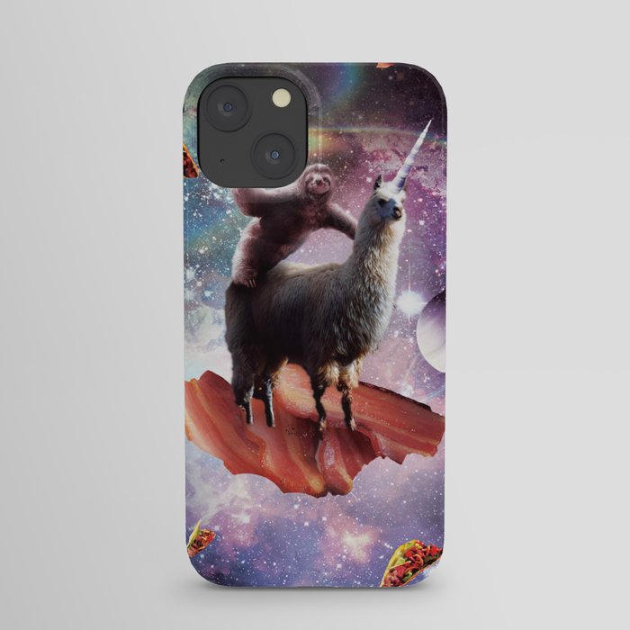 Space Sloth Riding Llama Unicorn - Bacon & Taco iPhone Case