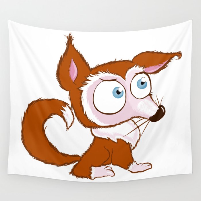 Furry Cartoon Fox Wall Tapestry by MinimalEffort Society6