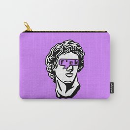 Caesar's Disappointment on Purple Background Carry-All Pouch | Funny, Popart, Ancient, Fuck, Comic, Caesar, Disappointment, Sculpture, Betray, Emperor 