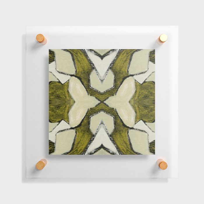Abstract Oil Painting Pattern Ornament 2c48.4 Olive Green Floating Acrylic Print