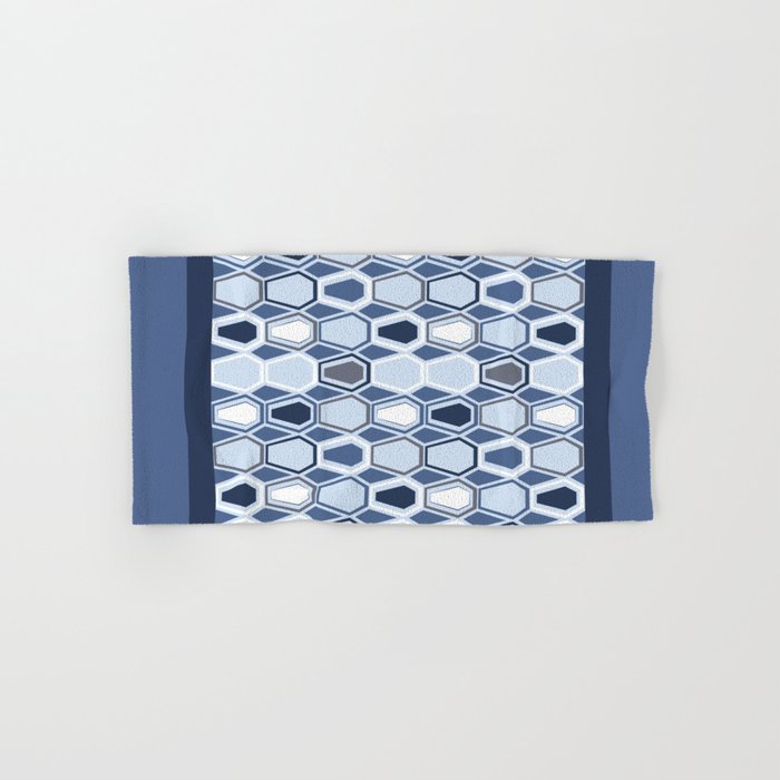 Geometric Retro Blues Hand & Bath Towel