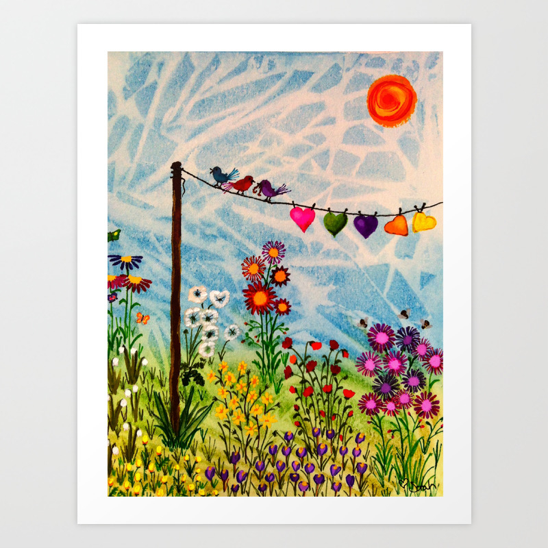 Birds On Wire Art Print By Watermelonhearts Society6