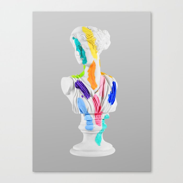 A Grecian Bust With Color Tests Canvas Print