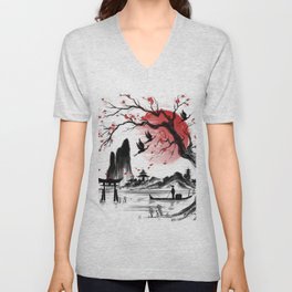Japanese landscape V Neck T Shirt