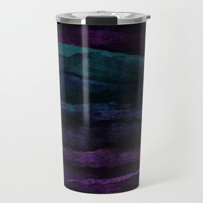 Purple & Green Abstract Waves Travel Mug