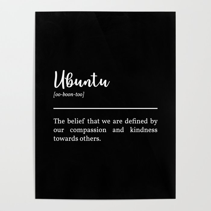 Ubuntu Definition In White Poster