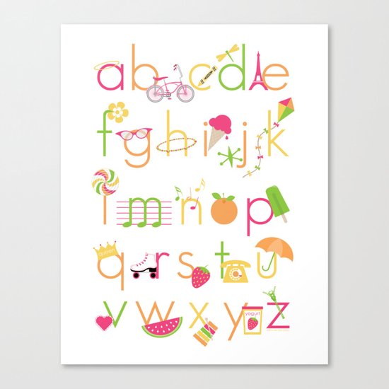 Alphabet for Girls Canvas Print