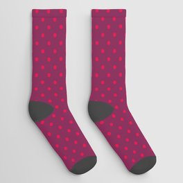 Retro polka dots burgundy red Valentine's Socks