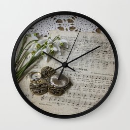 Snowdrops and Vintage Watches Wall Clock