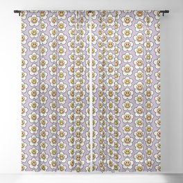 Bold And Funky Flower Smileys Pattern (Muted Lavender BG) Sheer Curtain