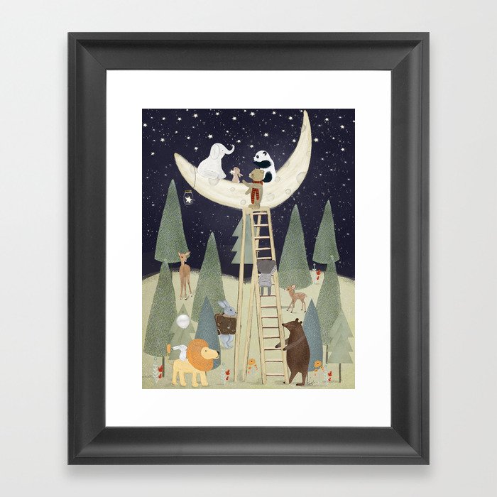 the moon forest Framed Art Print