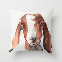 Boer Goat Watercolor Throw Pillow