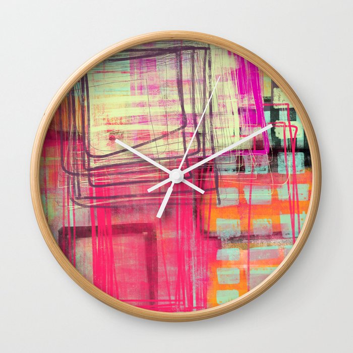 working some things out - abstract painting Wall Clock
