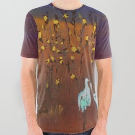 Black Headed Yellow Birds All Over Graphic Tee