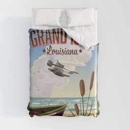 Grand Isle, Louisiana Travel poster Duvet Cover