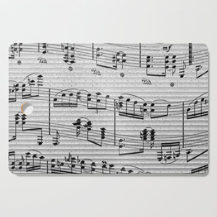 Geometric Abstract Black Gray White Gradient Musical Notes Cutting Board