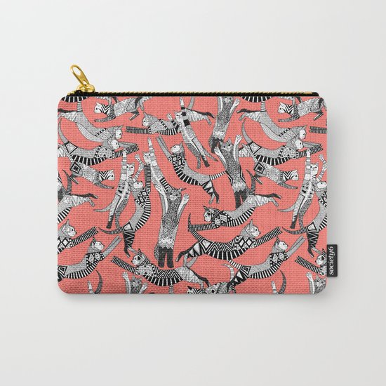 cat party blush coral Carry-All Pouch