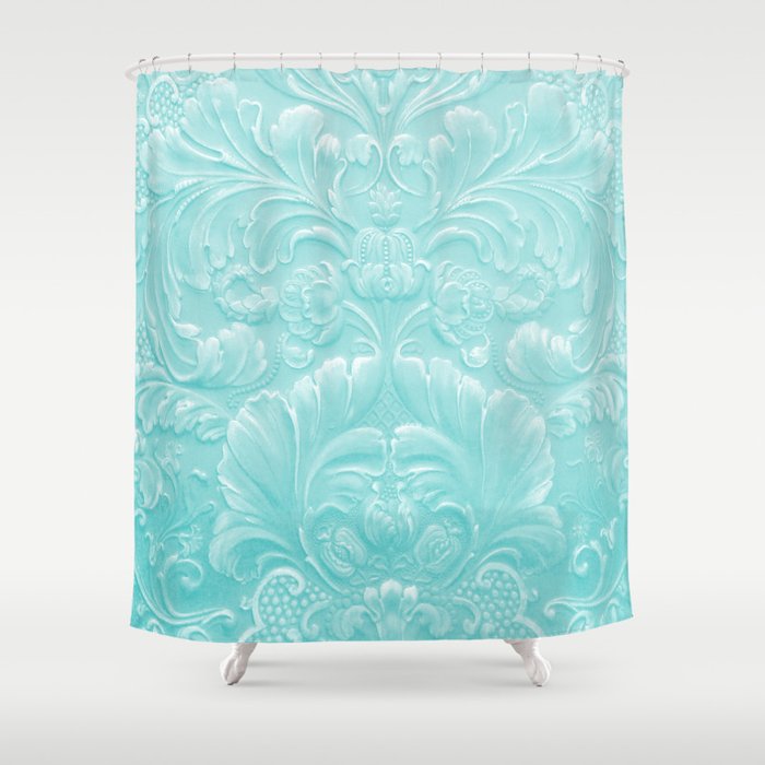 Robin Egg Blue Tooled Leather Shower Curtain By Theghosttown Society6 Robin Egg Blue Tooled Leather Shower Curtain
