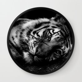 Eye of the tiger black and white portrait photograph / photography / photographs wall decor Wall Clock