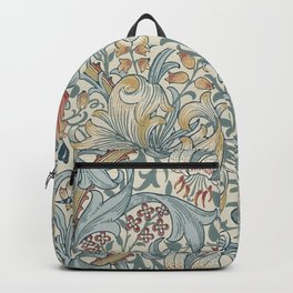 William Morris Vintage Golden Lily Soft Slate & Manilla Backpack | Victorian, Botanical, Farmhouse, Flower, Antique, William Morris, Retro, Painting, Nature, Arts Crafts 