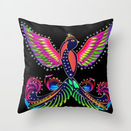 Phoenix in rainbow Throw Pillow