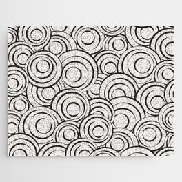 Black and Beige Circles Pattern 01 Jigsaw Puzzle
