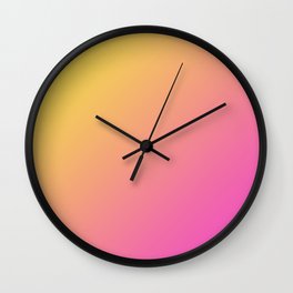Yellow and Bright Pink Gradient Ombre Abstract Wall Clock