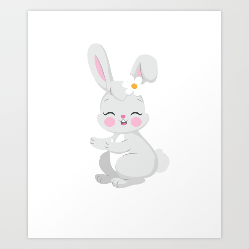Bunny Face Cute Easter Gift Kids Girls Art Print By Aombin Society6
