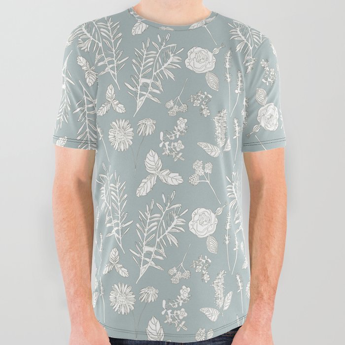 Plant Therapy Pond Blue All Over Graphic Tee
