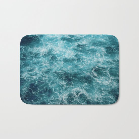Blue Ocean Waves Bath Mat