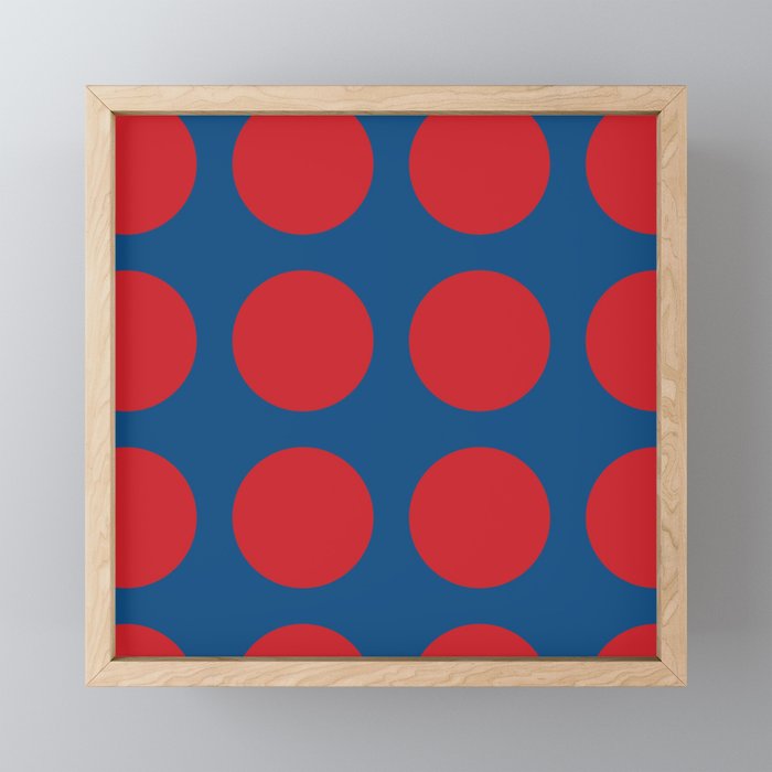 Dots red & blue Framed Mini Art Print