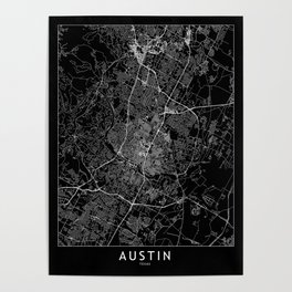 Austin Black Map Poster