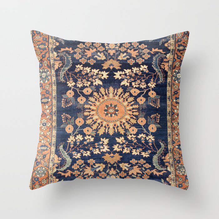 Sarouk Persian Floral Rug Print Throw Pillow