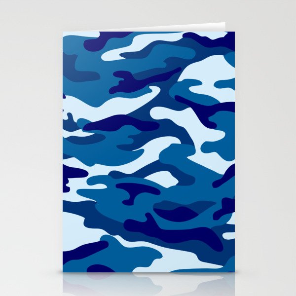Camouflage Pattern Blue Colours Stationery Cards
