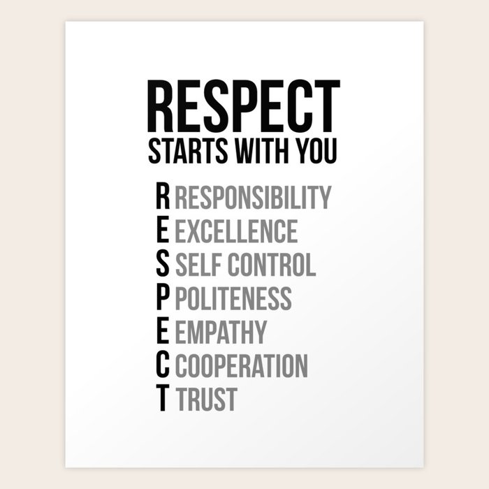 Respect Starts With You, Printable Quote For Office Wall Art Print by
