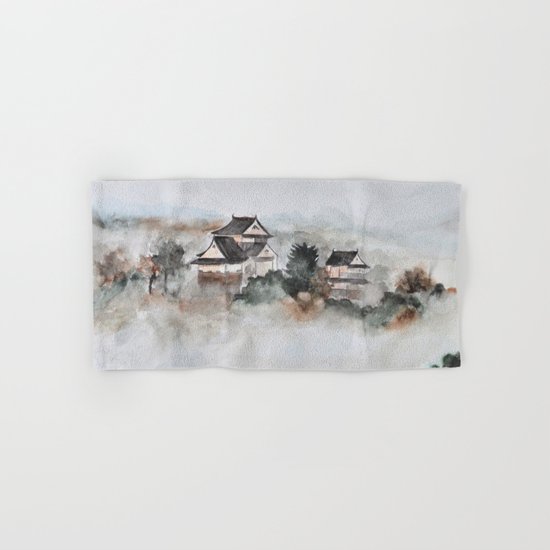 Japanese ancient city in fogging day Hand & Bath Towel