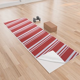 [ Thumbnail: Lavender & Red Colored Lines Pattern Yoga Towel ]