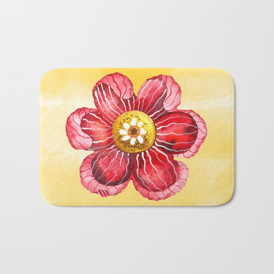 Red Flower Bath Mat