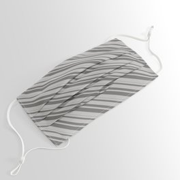 [ Thumbnail: Grey and Dim Grey Colored Pattern of Stripes Face Mask ]